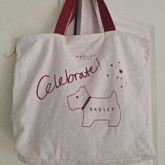 Radley London Celebrate White Toye canvas zip tote bag - Picture 1 of 13